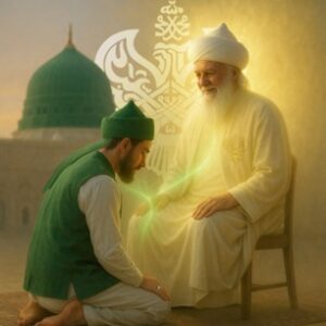 Murid sitting at shaykh's feet