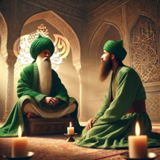 Student sitting with his shaykh