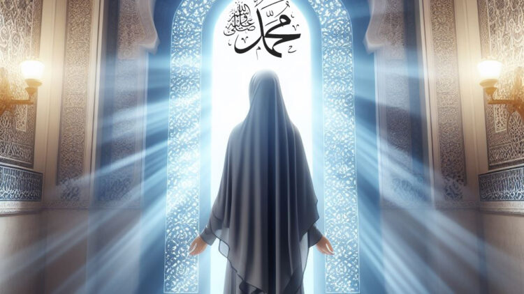 muslim-woman-standing-door-lightbeams