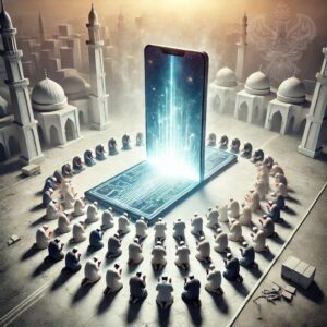 Muslims worshipping techology
