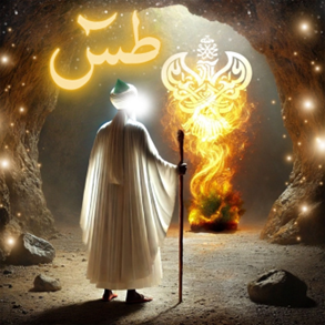 Nabi Musa (as) standing before fire of Ta Seen