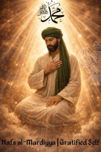 Man sitting with Muhammadan lights showering him