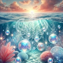 Pearls and corals in the ocean