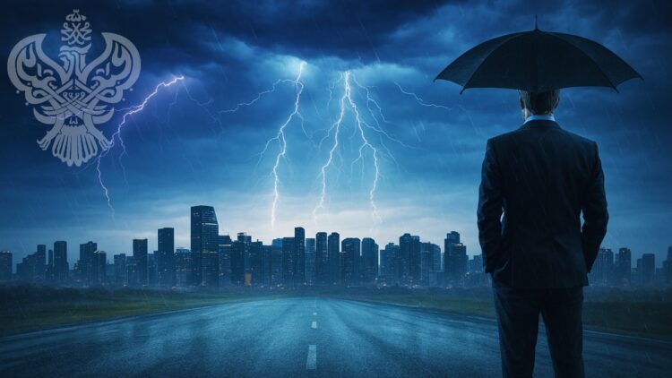 person standing in storm_AI
