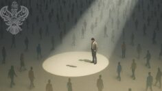 person w light on him in crowd_AI