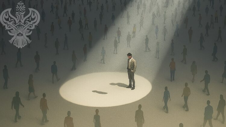 person w light on him in crowd_AI