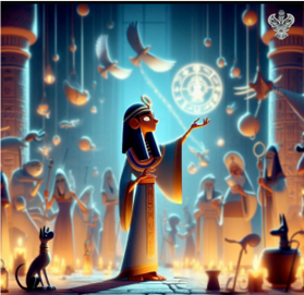 Pharoah showing magic trick