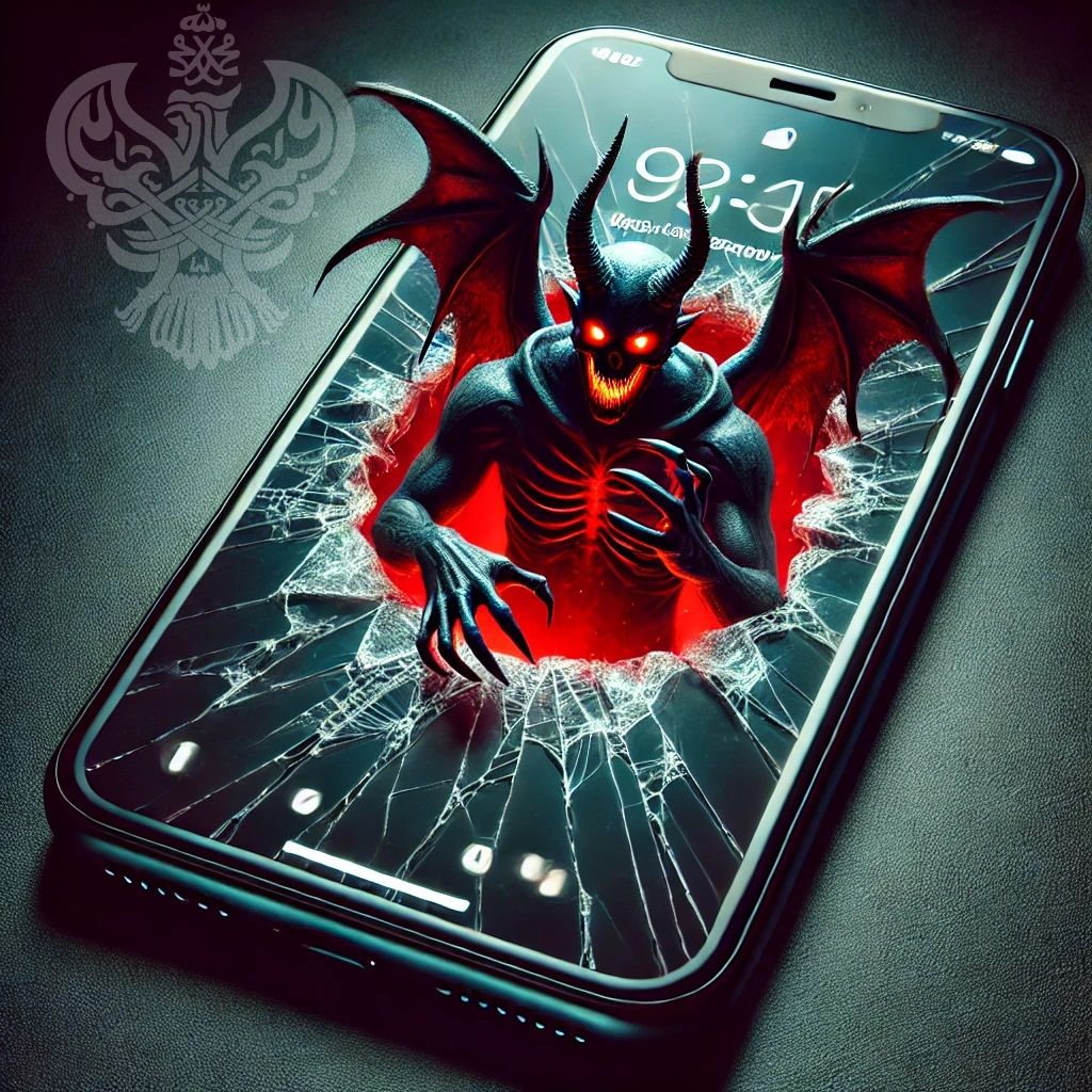 Demon coming out of phone