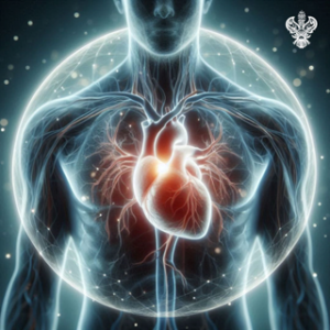 Physical heart glowing within chest