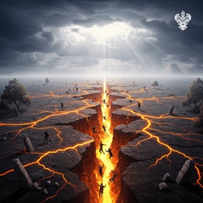 People falling in cracks of Earth