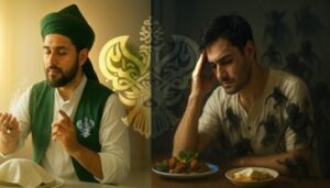 Sunnah man praying on food, other suffers in darkness