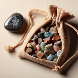 Precious stones in a bag
