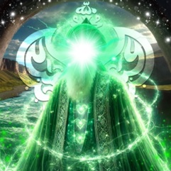 Prophet glowing in green dress