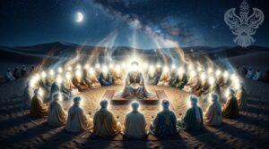 Prophets sitting in desert circle with S. Muhammad (as)