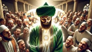 Quiet man surrounded by others yelling in anger