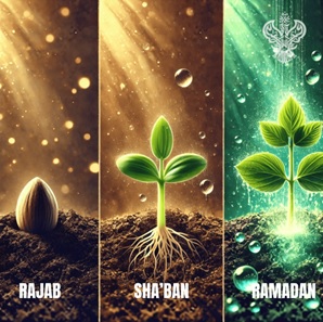 Rajab, Sha'ban, Ramadan plant seed, water and growth
