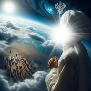 Sayyidina Muhammad (s) looking down upon Earth