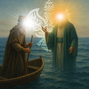 Nabi Musa (as) in boat with S. Khidr (as) on ocean