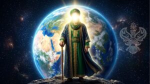 S. Sulaiman (as) standing in front of the Earth
