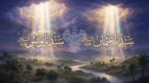 Sayyidina Yunus (as), Sayyidina Uthman (as) names near light beams