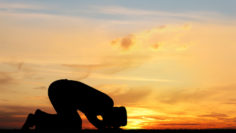 salah, sujood, prostration, sunset, man, silhouette