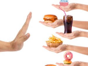 saying no to food, hand, junk food, fast food