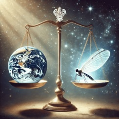 Scale balancing mosquito and Earth