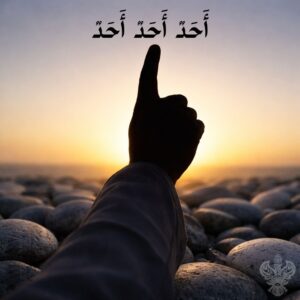 Shahada finger pointing to Ahad