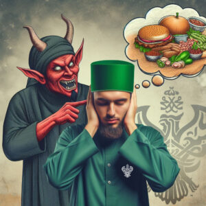 Shaitan whispering food thoughts to man while fasting