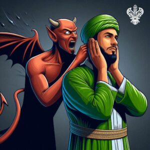 Man blocking ears from satanic whispers
