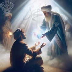 Shaykh giving blessings to student