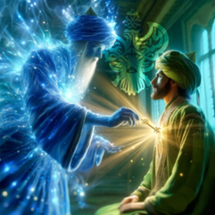 Shaykh putting heavenly key in man's heart