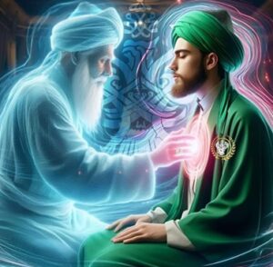 Shaykh emanating energy to murid