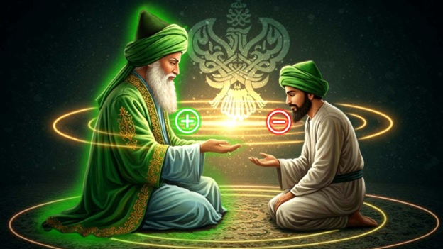 Shaykh and murid with positive and negative energy attraction