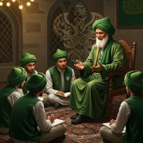 Shaykh speaking to group of murids