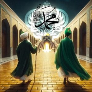 Shaykh and student walk path