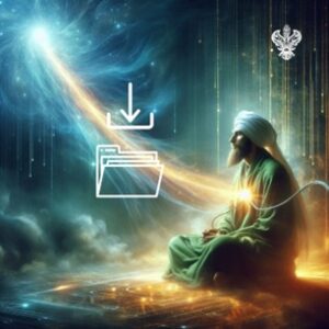 Sitting man with a download icon