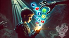 social media evil hand_AI