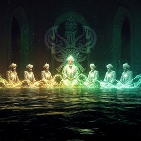 Souls sitting on the water in majlis