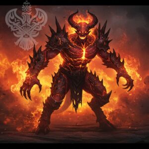Spiky, fiery demon