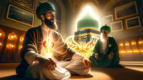 Student with burning heart sitting with shaykh