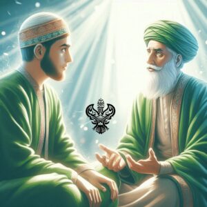 Student sitting with shaykh