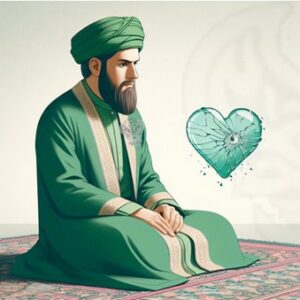 Sufi student man has heart of glass shattering