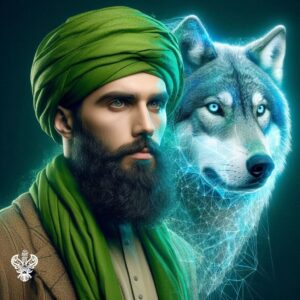 Wild dog character shown next to man