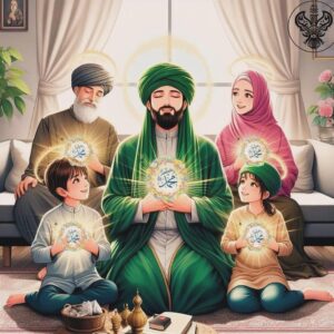 tariqah (spiritual path) family in which husband is imam and wife is a nuqt (dot)