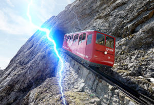 train on mountain side