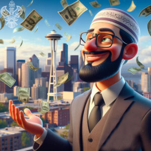 Wahabi man enjoys money falling from the sky