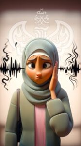 Bad frequency entering woman's ears