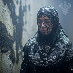 Woman covered in black mold