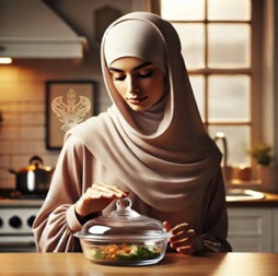 Woman covers food
